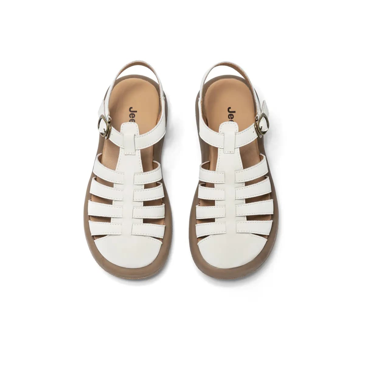 Jeep Spring Summer Versatile Korean Preppy Style Student Fashion Retro Solid Minimalist Woven Versatile Simple Platform Comfort Casual Roman Sandals Women's Off-White 4