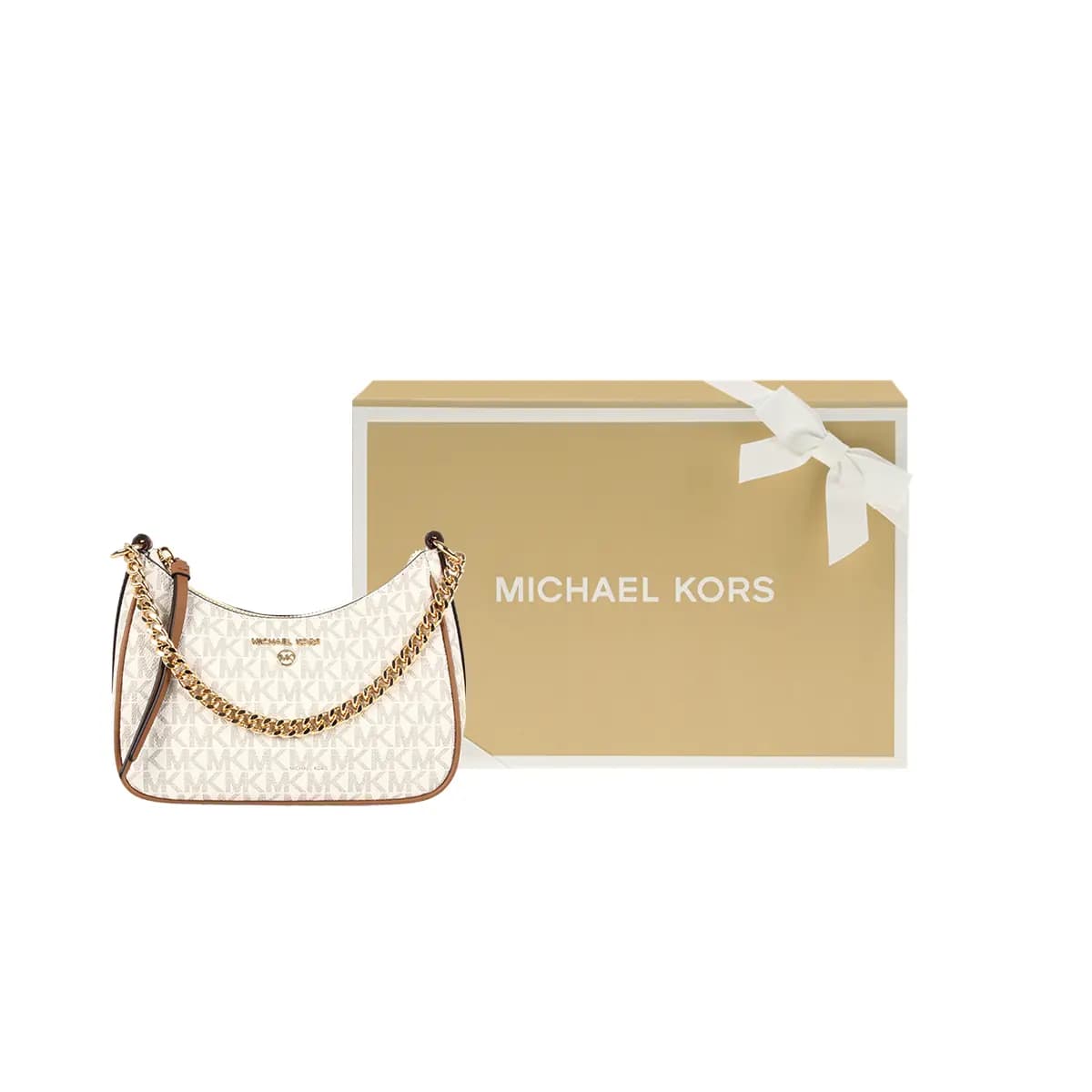 MICHAEL KORS Jet Set Charm Dəri Çiyin Çantası Qadın Ağ 6