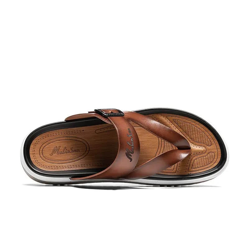 Mulinsen Niche Retro Simple Versatile Personality Stitching Anti-Friction Flip Flops Men's 5