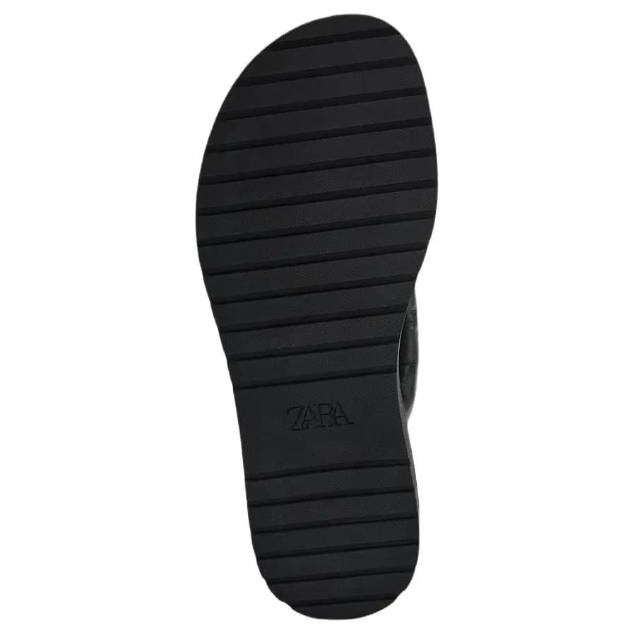 ZARA Dəri Şip-Şap Qadın Qara 6