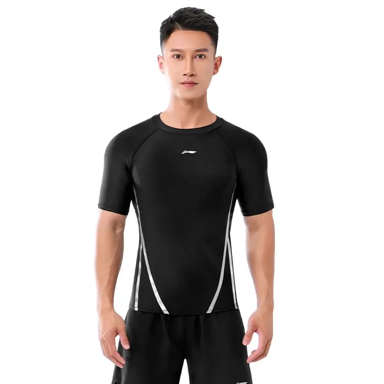 LiNing High-Elasticity Chlorine-Resistant Breathable Quick-Dry Comfort Skin-Friendly Men's Beach Pool Competition Training Racing Swimsuit Set Unisex 3