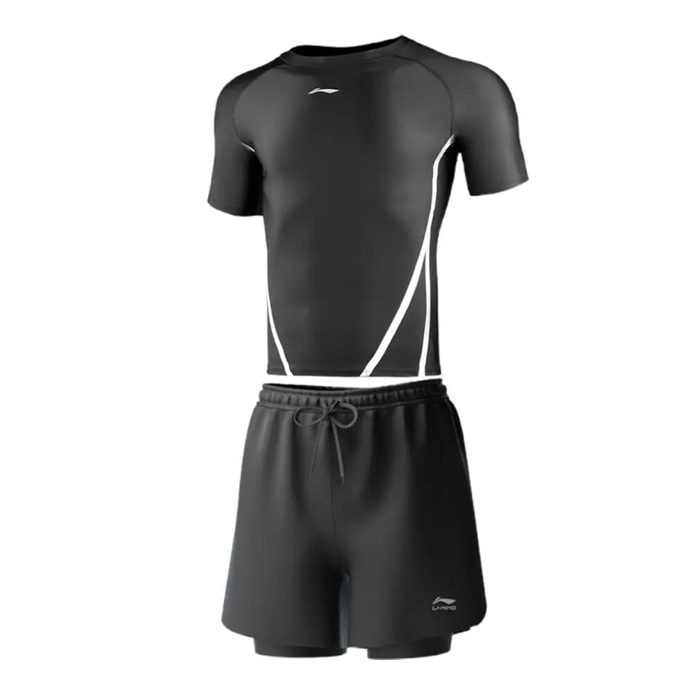 LiNing High-Elasticity Chlorine-Resistant Breathable Quick-Dry Comfort Skin-Friendly Men's Beach Pool Competition Training Racing Swimsuit Set Unisex