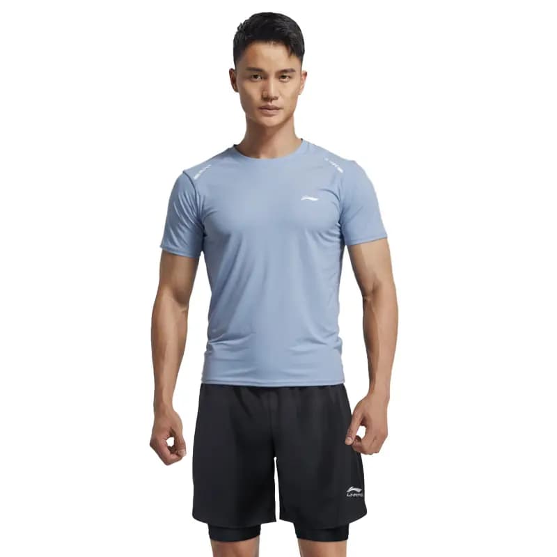 LiNing Men's Water & Chlorine Resistant Solid Color Swimwear Blue 5