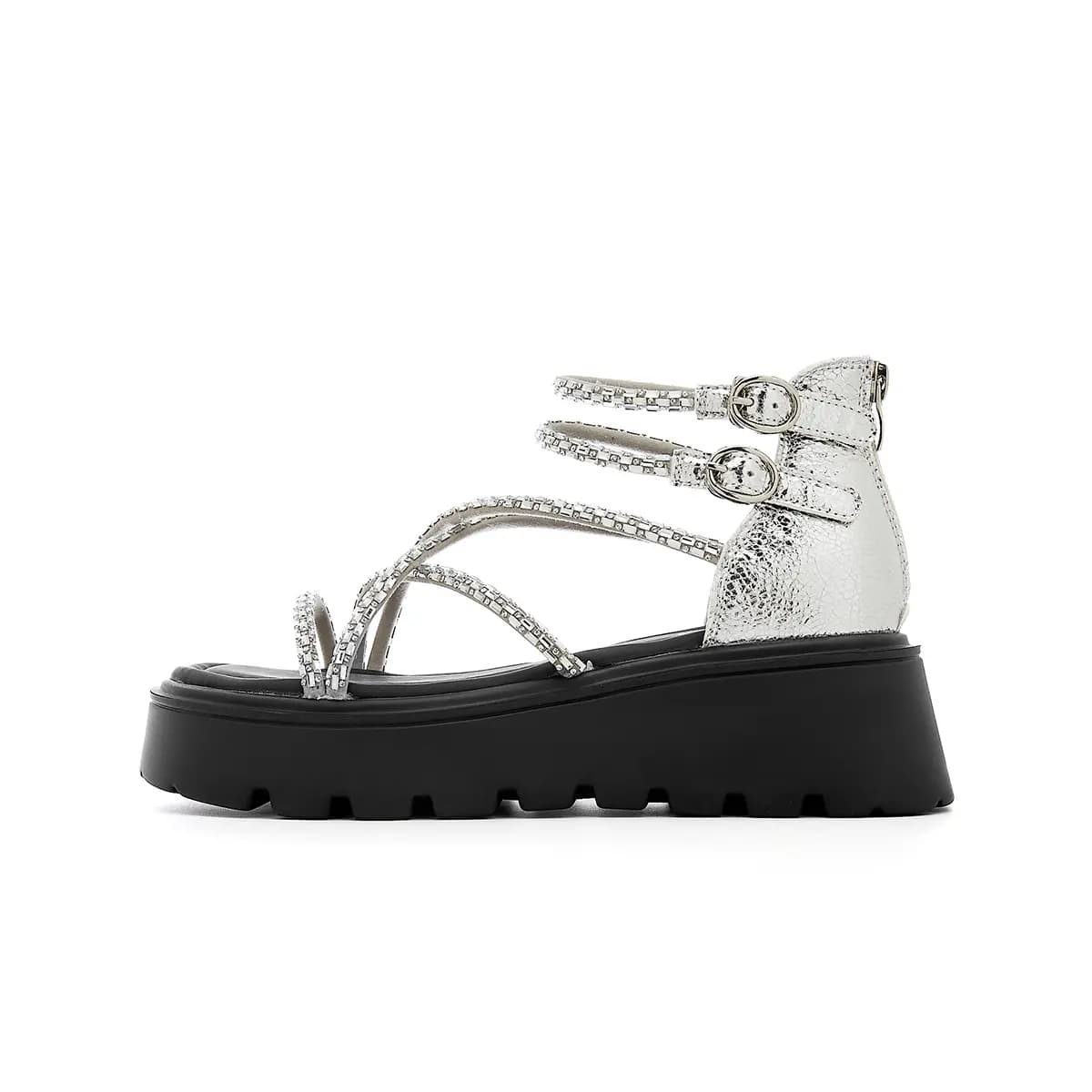 EBLAN Double Buckle Sweet Versatile Simple Fashion Trendy Casual Classic Wear-Resistant Non-Slip Height-Increasing Comfort Lightweight Commute Outdoor Travel Roman Sandals Women's 7