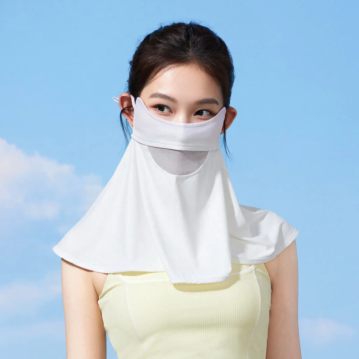CAMEL Women's Summer Ice Silk Cooling Breathable Neck Guard Ear Loop Mask UV Protection Full Face Balaclava Blush Multiple Colors Nylon Sun Protection Face Cover 17