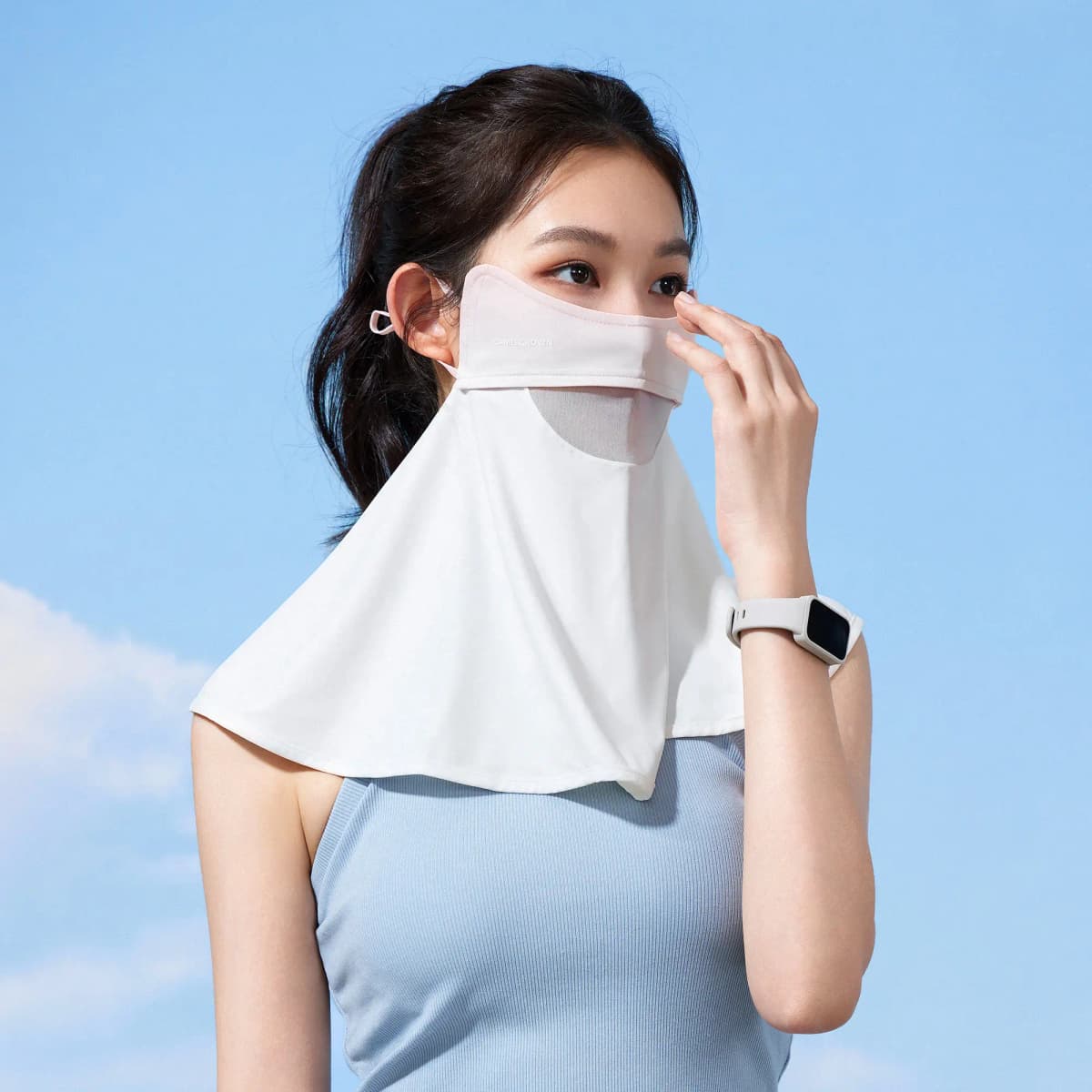 CAMEL Women's Summer Ice Silk Cooling Breathable Neck Guard Ear Loop Mask UV Protection Full Face Balaclava Blush Multiple Colors Nylon Sun Protection Face Cover 5
