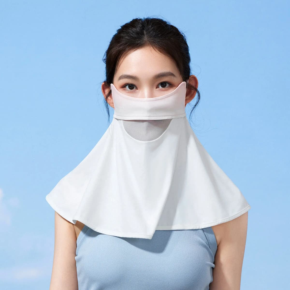CAMEL Women's Summer Ice Silk Cooling Breathable Neck Guard Ear Loop Mask UV Protection Full Face Balaclava Blush Multiple Colors Nylon Sun Protection Face Cover 3
