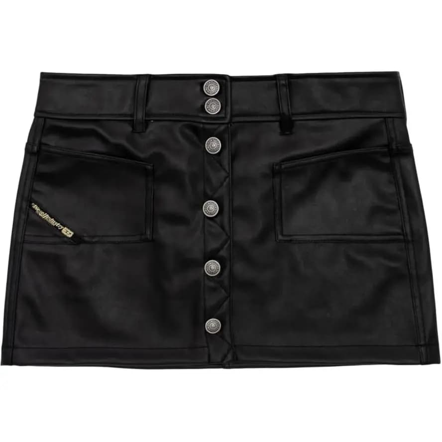 DIESEL Women's Solid Color Single-Breasted Simple Trendy Leather Mini Skirt