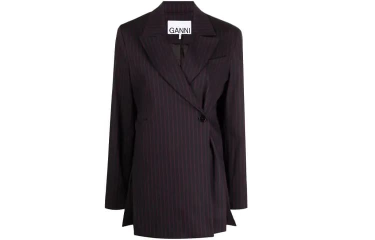 GANNI Stretch Stripe Blazer 'Sky Captain'