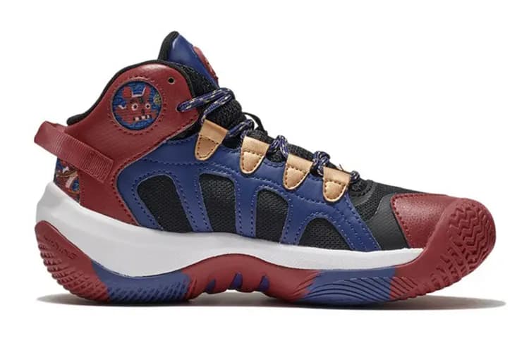 LiNing Youth Pioneer Force Team 2.0 Cushioned Performance Basketball Shoes Deep Red Blue 2