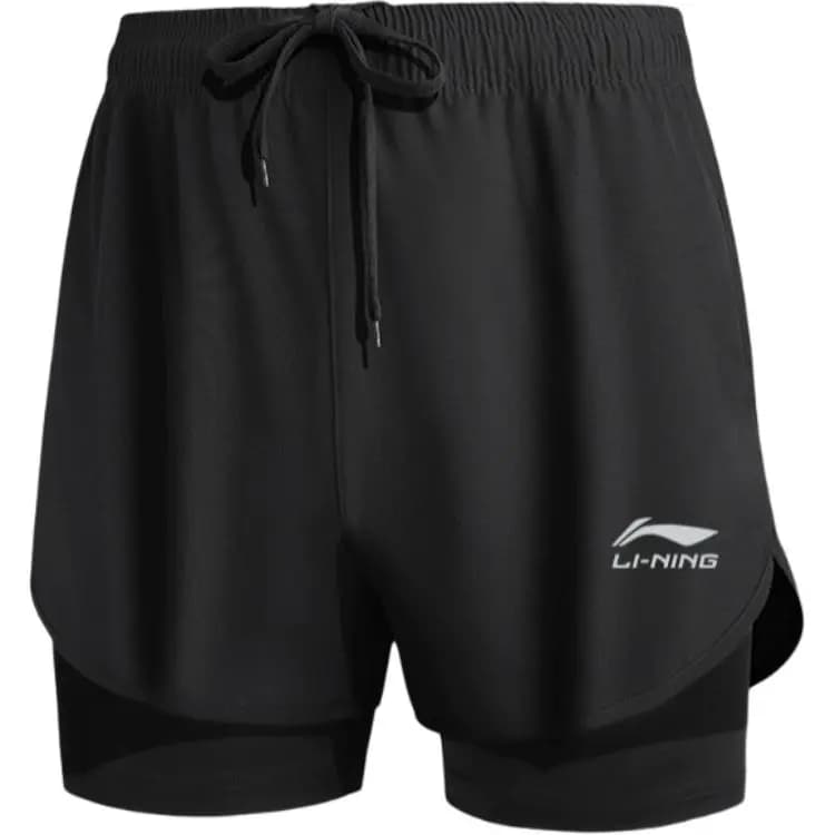 LiNing Cycling Running Swimming Sport Training Casual Short Sleeve Shorts Swimsuit Set Men's Black 2
