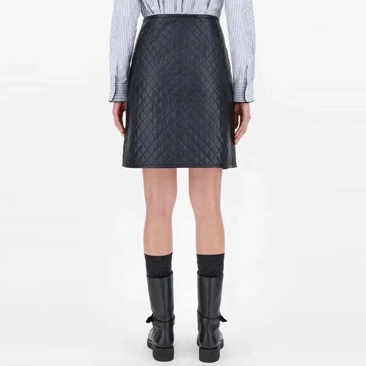WEEKEND MaxMara Bernini Series Qadın Dəri Mini Ətəyi Qara 4