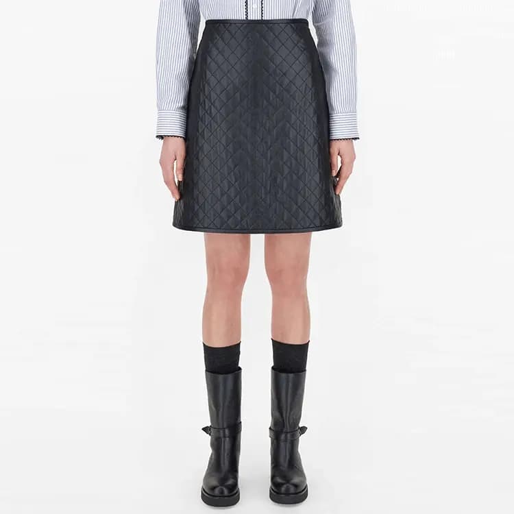 WEEKEND MaxMara Bernini Series Qadın Dəri Mini Ətəyi Qara 2