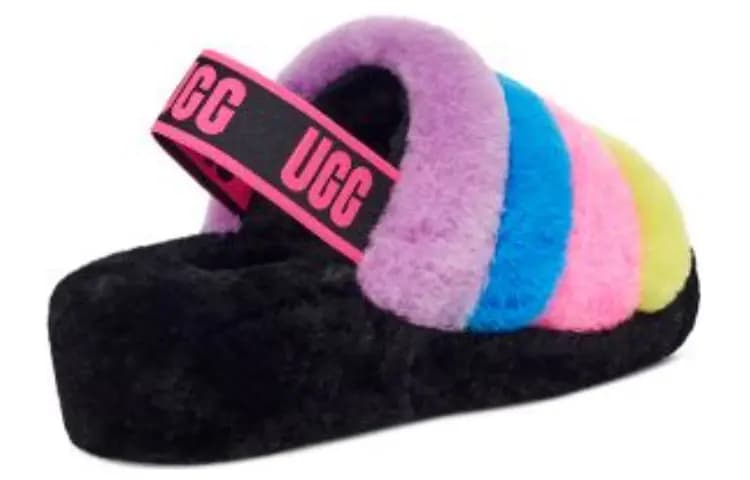 UGG Fluff Yeah Slide Qadın 'Black Taffy Pink Multi' 4