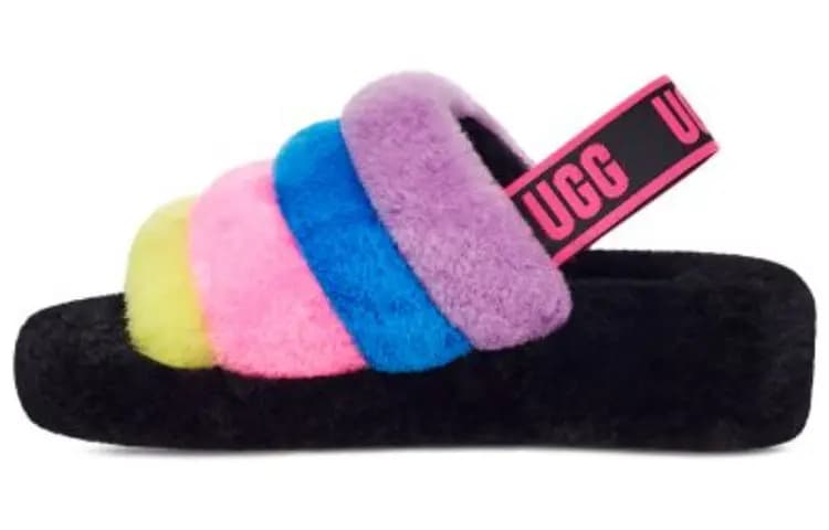 UGG Fluff Yeah Slide Qadın 'Black Taffy Pink Multi'