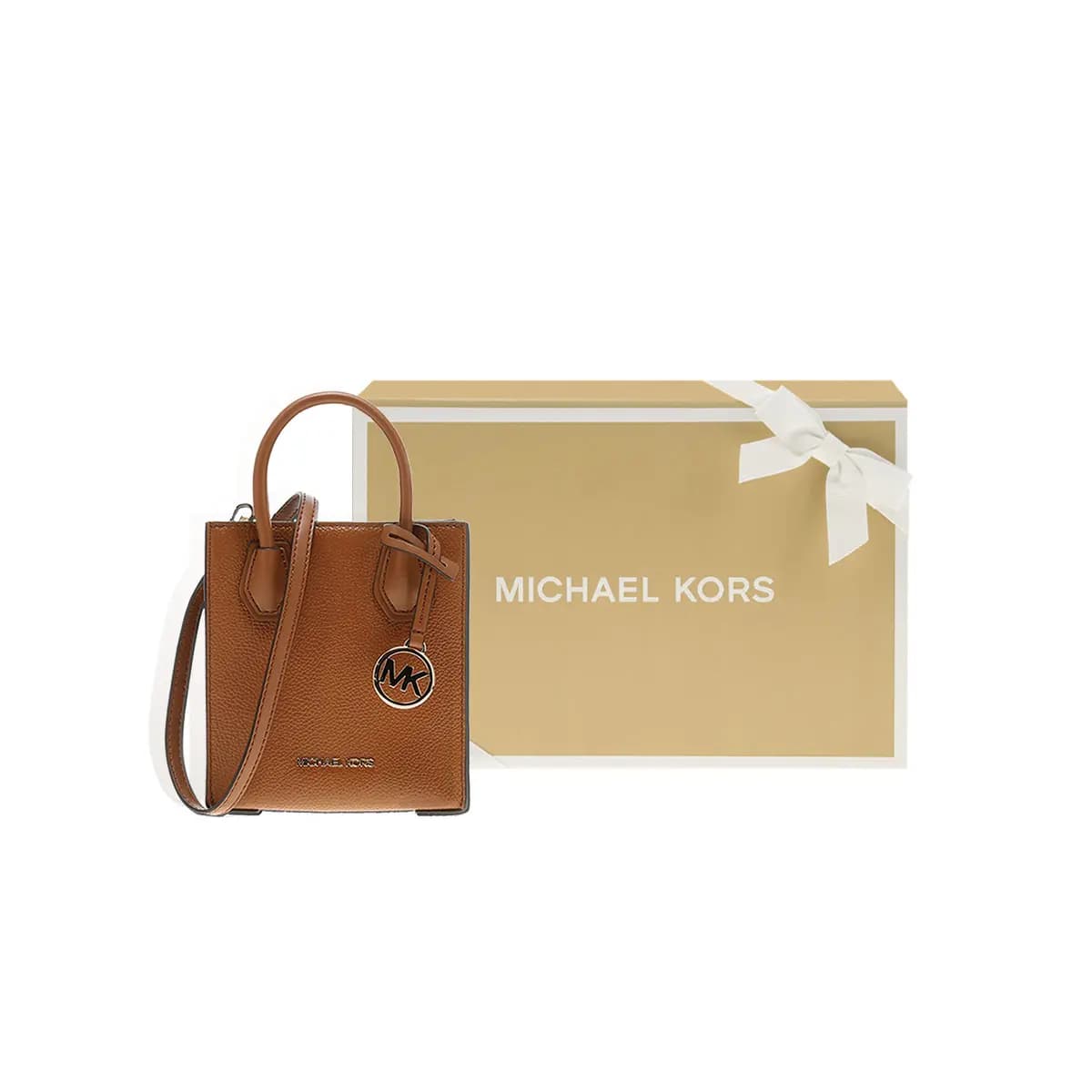 MICHAEL KORS Mercer Cow Leather Portable Crossbody Bag, Shoulder Bag Mini Women's Caramel Brown 6