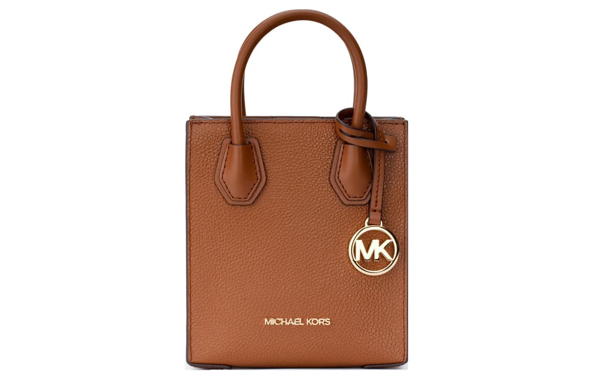 MICHAEL KORS Mercer Dəri Çiyin Çantası Qadın Karamel Qəhvəyi