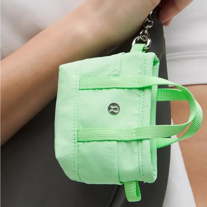 lululemon Daily Brand Logo Classic Recycled Nylon Coin Purse Women's Lime Green 5