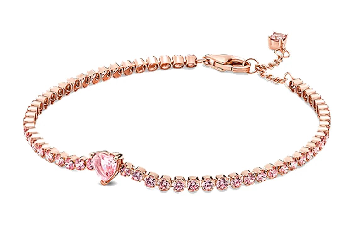 Pandora Sparkling Heart Tennis Qadın Bilərziyi Rose Gold