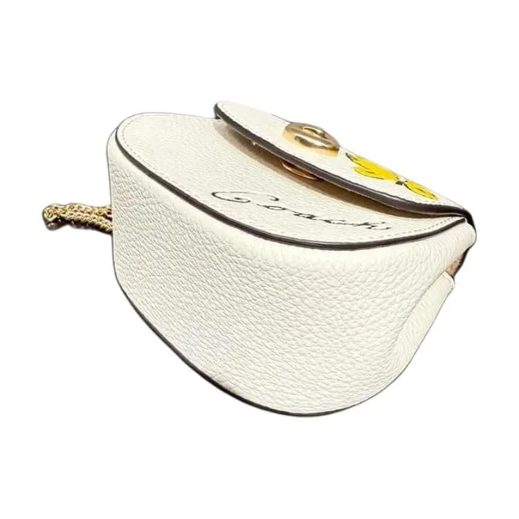 COACH 12 Butterfly Print Detachable Chain Strap Leather Coin Purse Mini Women's Chalk 5