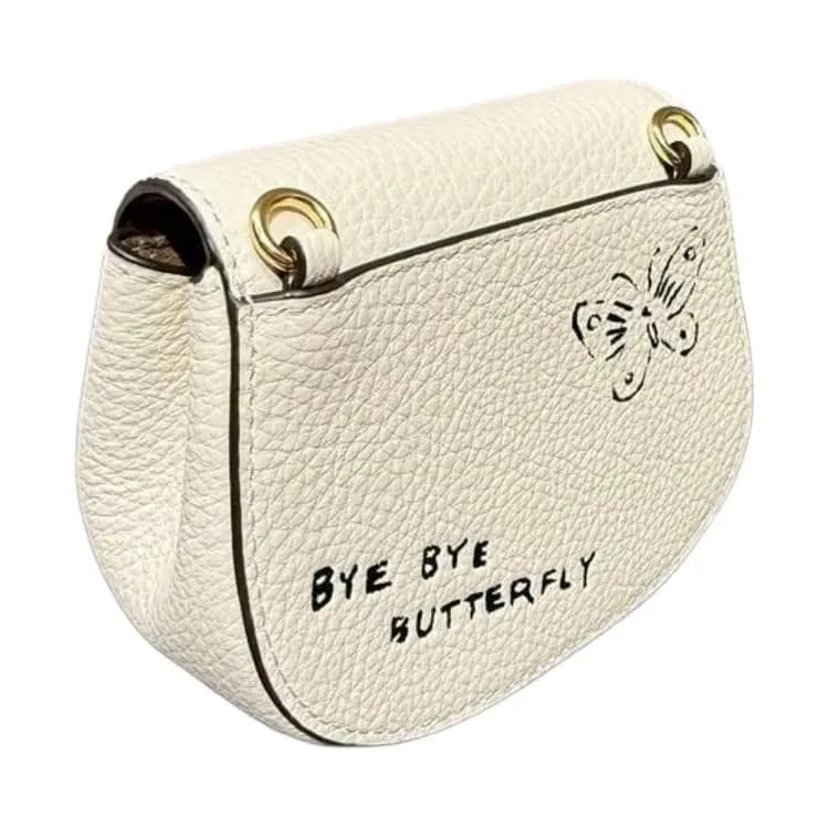 COACH 12 Butterfly Print Detachable Chain Strap Leather Coin Purse Mini Women's Chalk 4