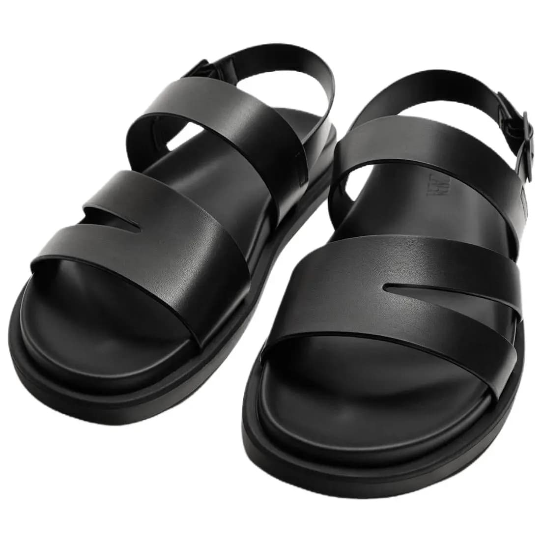 ZARA PU Comfortable Daily Versatile Single Strap Sandals Men's Black 3