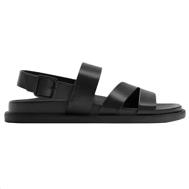 ZARA PU Comfortable Daily Versatile Single Strap Sandals Men's Black 2