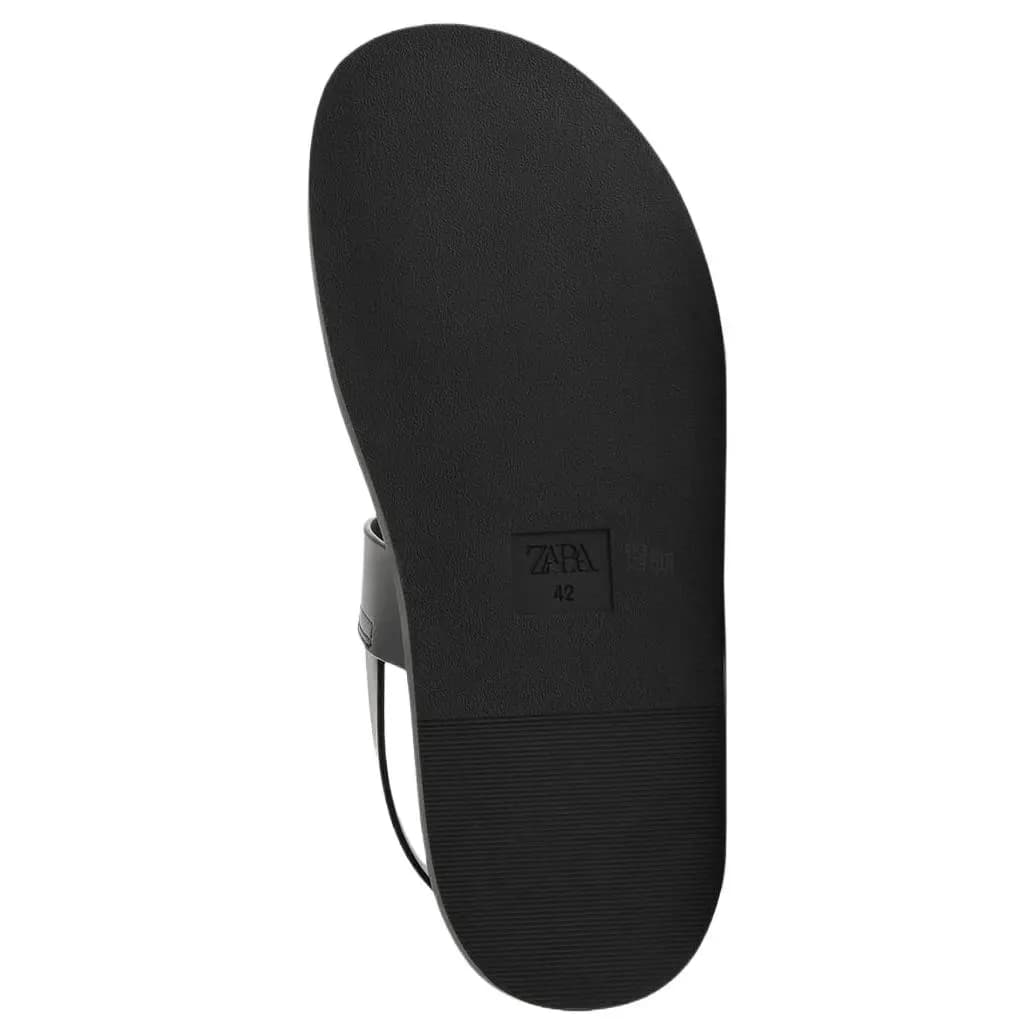 ZARA PU Comfortable Daily Versatile Single Strap Sandals Men's Black 4