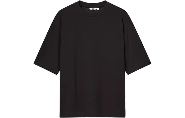 UNIQLO Relaxed Crewneck 5/4 Qol Köynək Unisex Qara