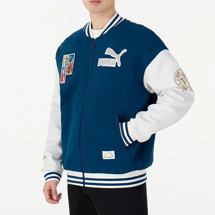 PUMA Mix Badge Bomber Baseball Köynəyi Unisex Mavi 5