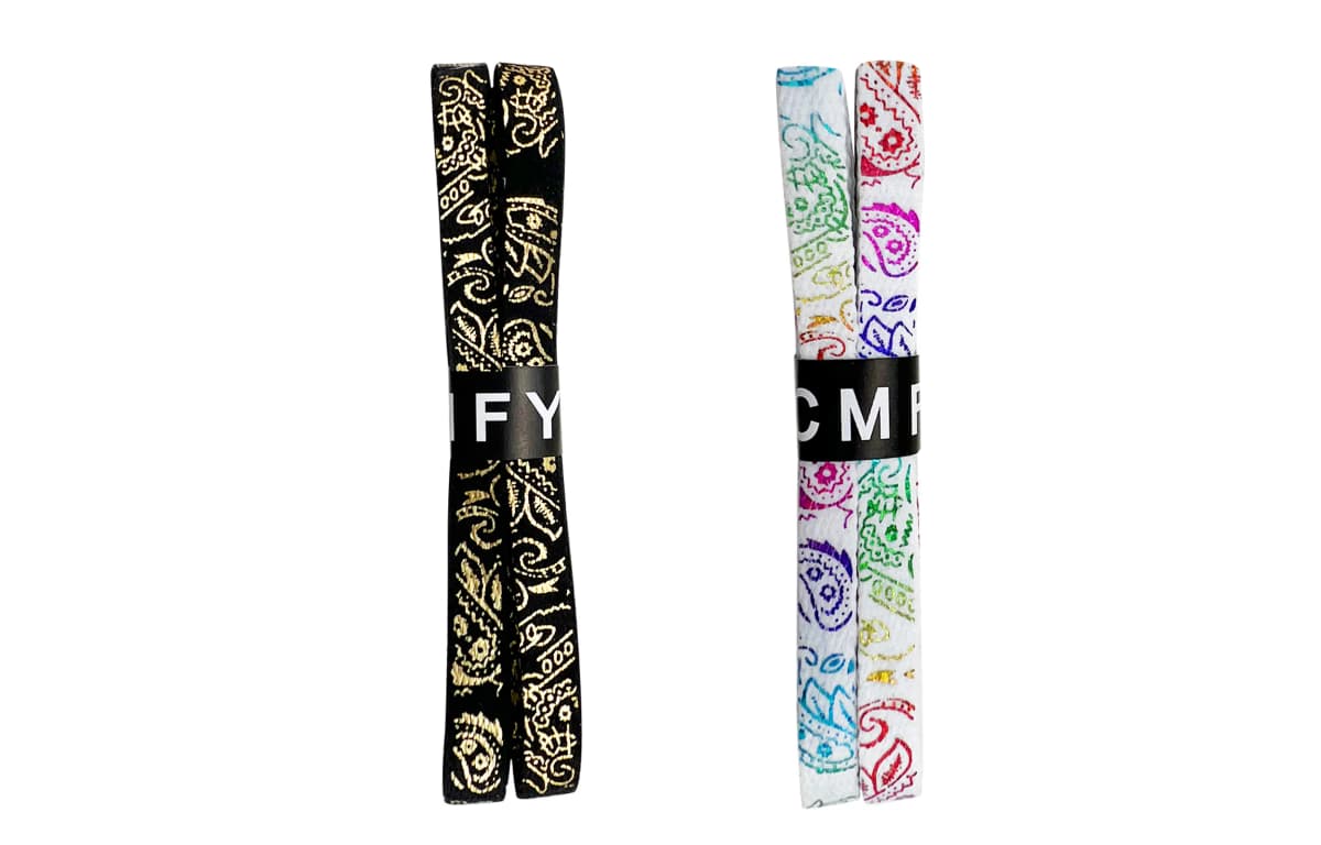 CMFY Gold Foil Rainbow Paisley Series Silver Buckle Shoelaces Unisex 9