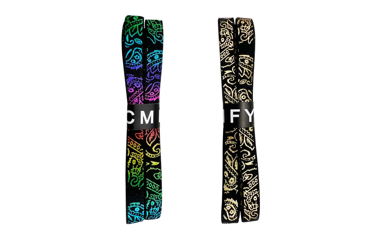 CMFY Gold Foil Rainbow Paisley Series Silver Buckle Shoelaces Unisex 5