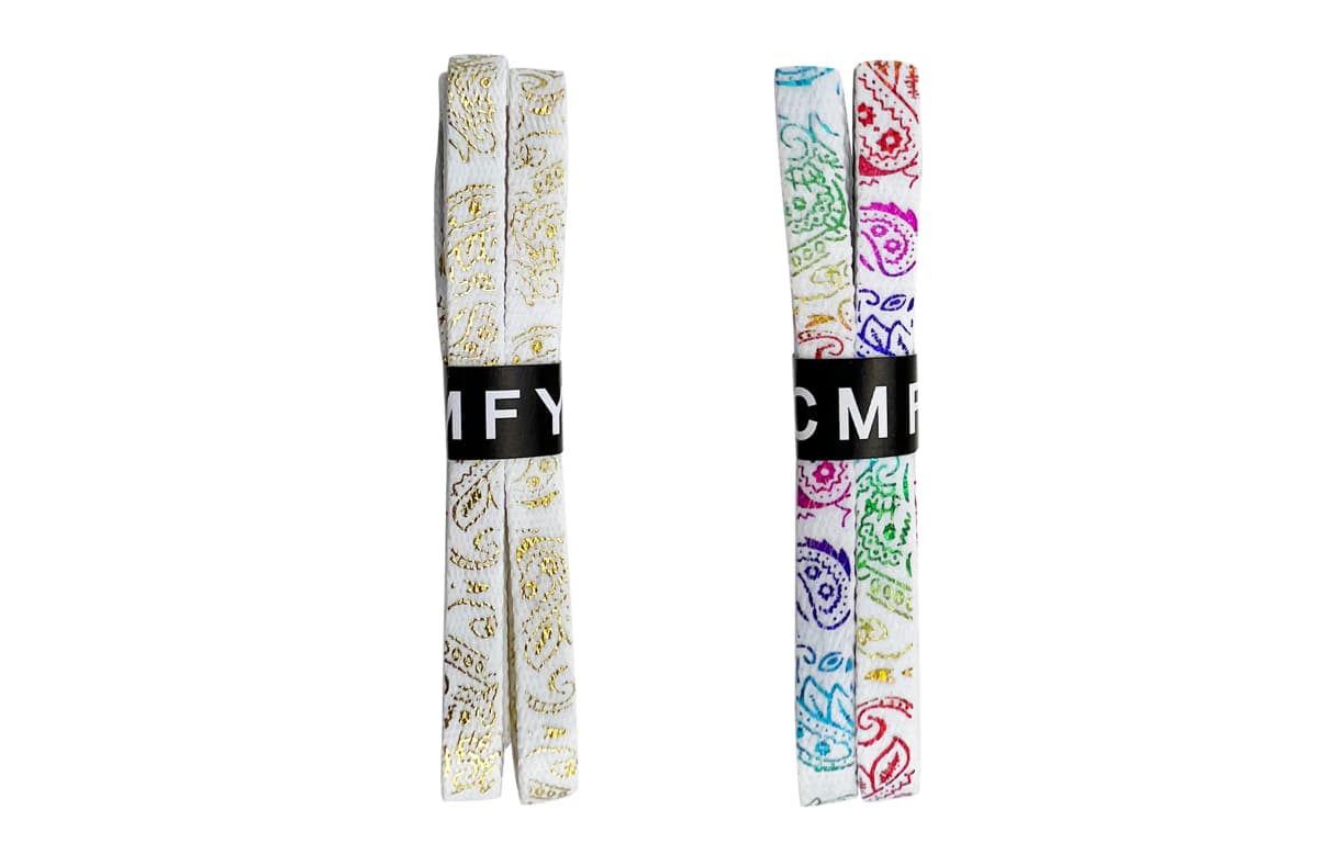 CMFY Gold Foil Rainbow Paisley Series Silver Buckle Shoelaces Unisex 10