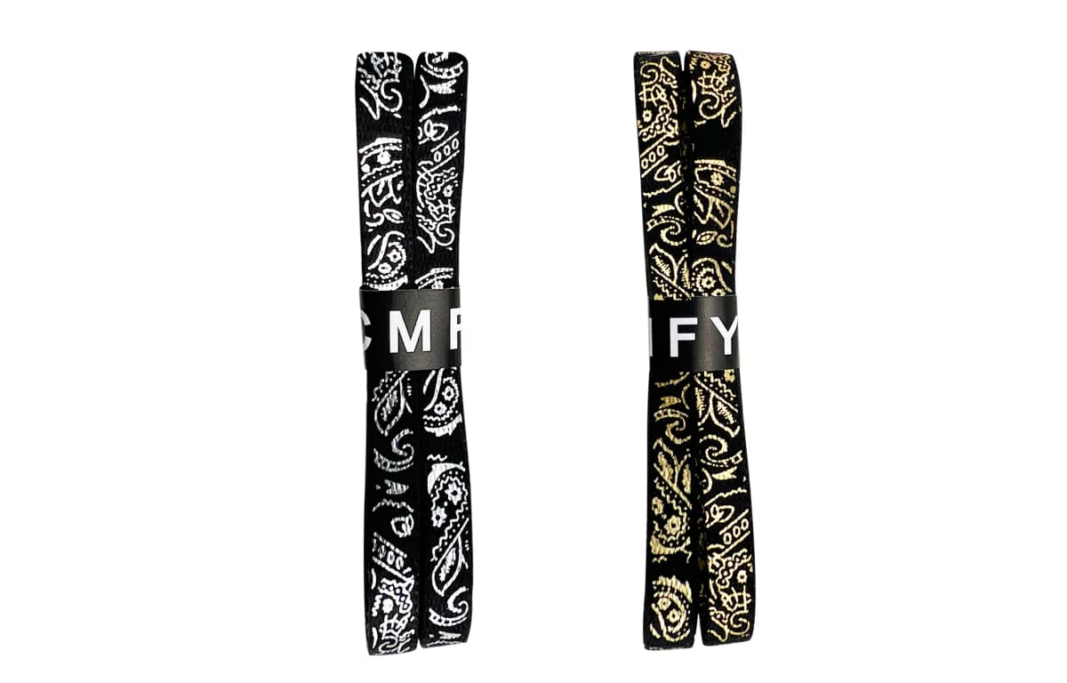 CMFY Gold Foil Rainbow Paisley Series Silver Buckle Shoelaces Unisex 2