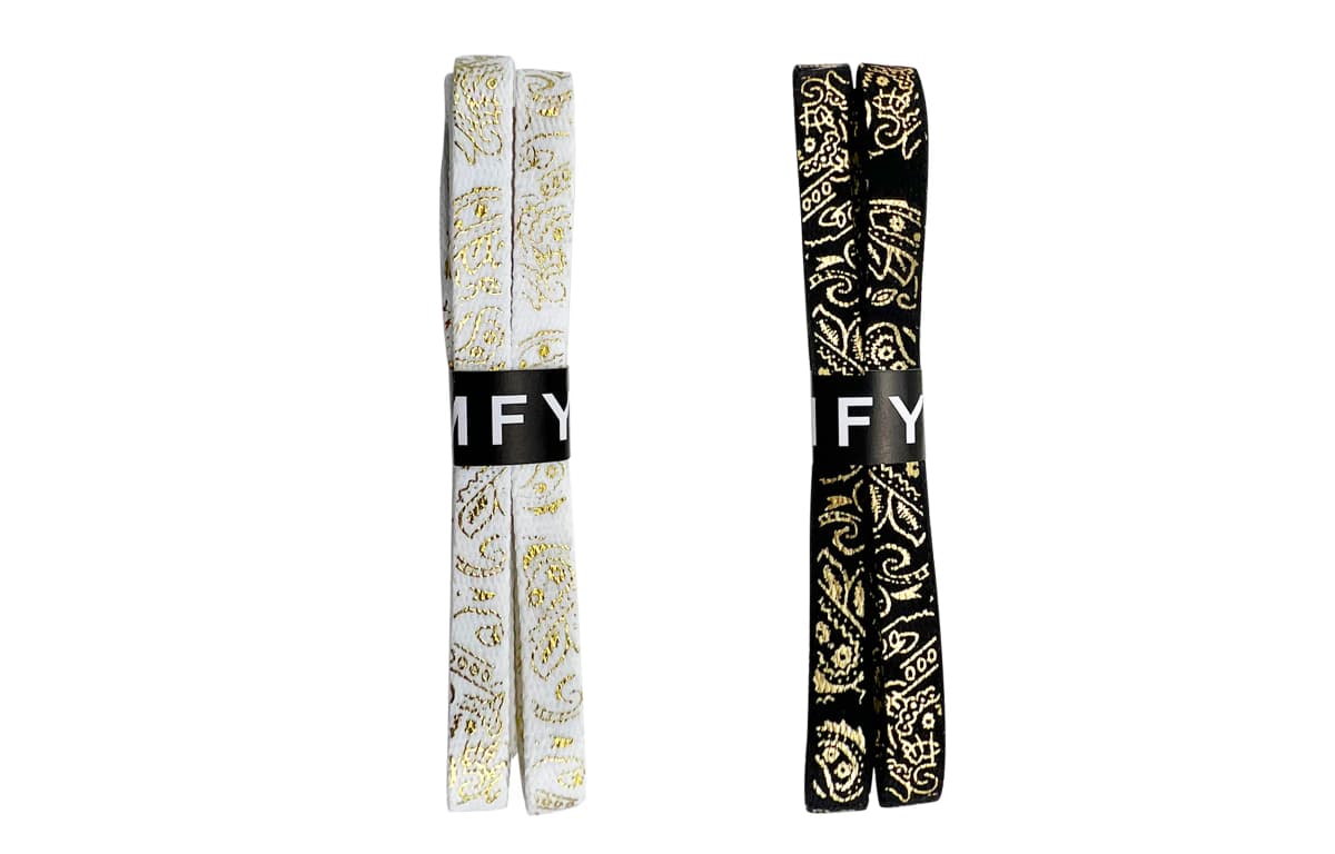 CMFY Gold Foil Rainbow Paisley Series Silver Buckle Shoelaces Unisex 8