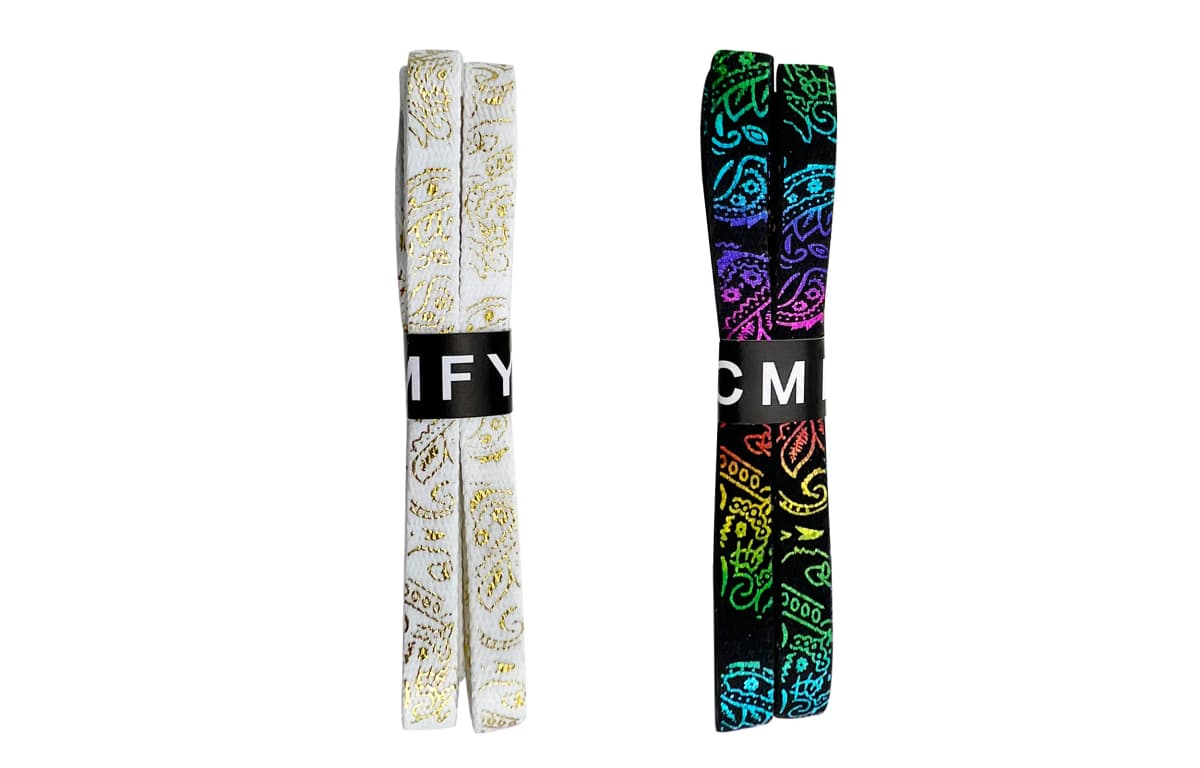 CMFY Gold Foil Rainbow Paisley Series Silver Buckle Shoelaces Unisex 6