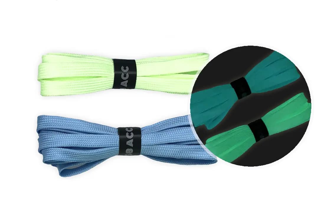 US8ACC Glow in The Dark Flat Solid Color Luminous 2-Pairs Pack Set Shoelaces Unisex Couple Mint Green Pure White Pink Fluorescent Green 11