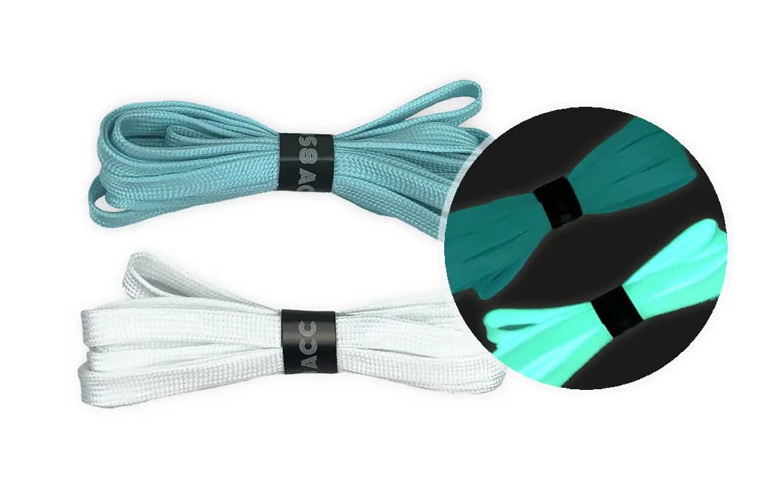 US8ACC Glow in The Dark Flat Solid Color Luminous 2-Pairs Pack Set Shoelaces Unisex Couple Mint Green Pure White Pink Fluorescent Green 8