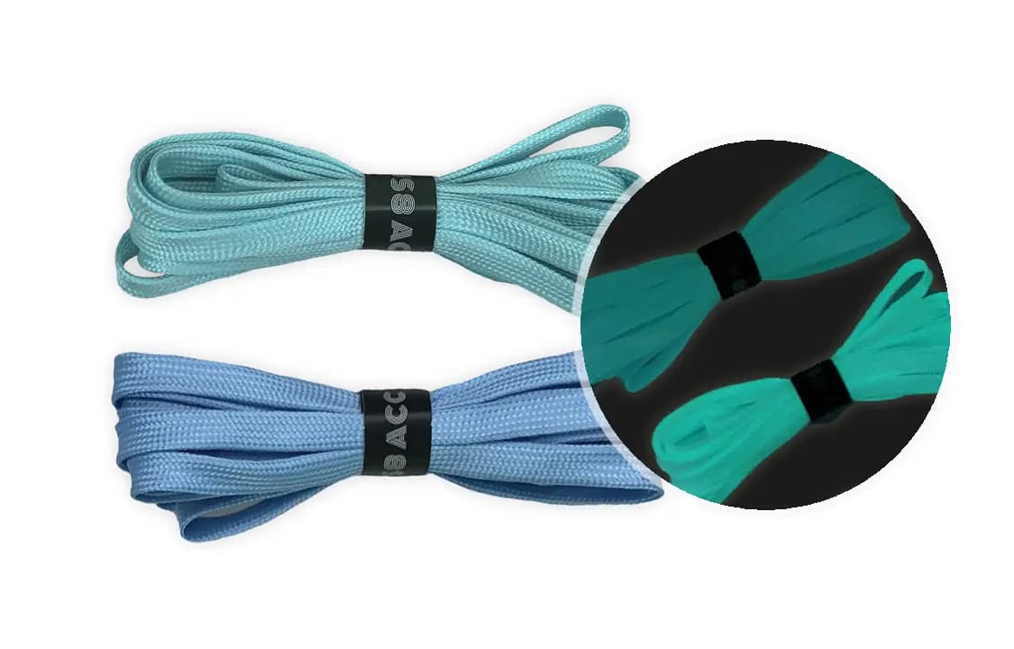 US8ACC Glow in The Dark Flat Solid Color Luminous 2-Pairs Pack Set Shoelaces Unisex Couple Mint Green Pure White Pink Fluorescent Green 5