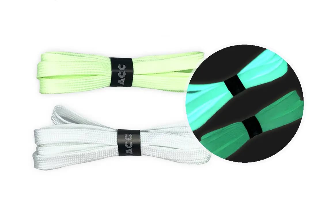 US8ACC Glow in The Dark Flat Solid Color Luminous 2-Pairs Pack Set Shoelaces Unisex Couple Mint Green Pure White Pink Fluorescent Green 13