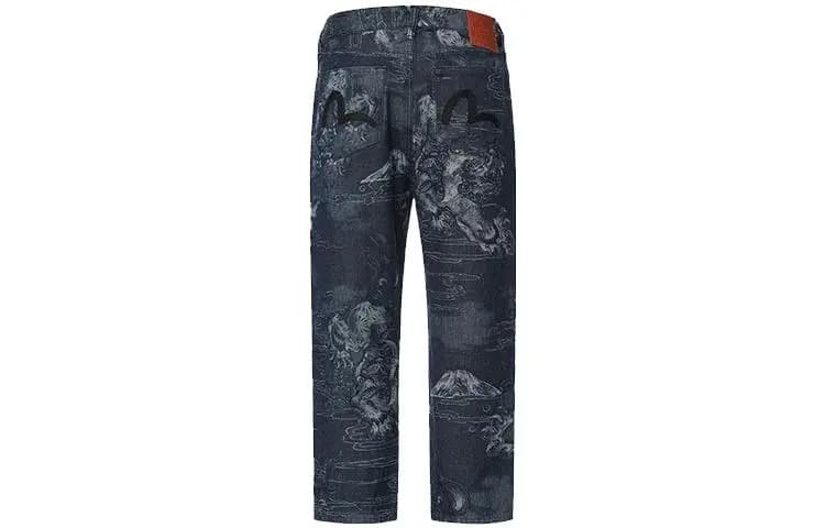 EVISU All-Over Japanese-Inspired Dark Pattern Jeans Men's Denim Blue 2