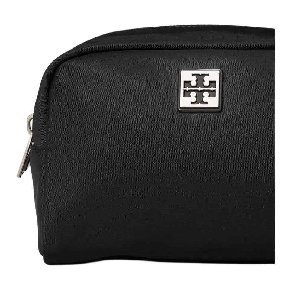 TORY BURCH VIRGINIA Signature Trim Nylon Cosmetic Case Women's Black 4