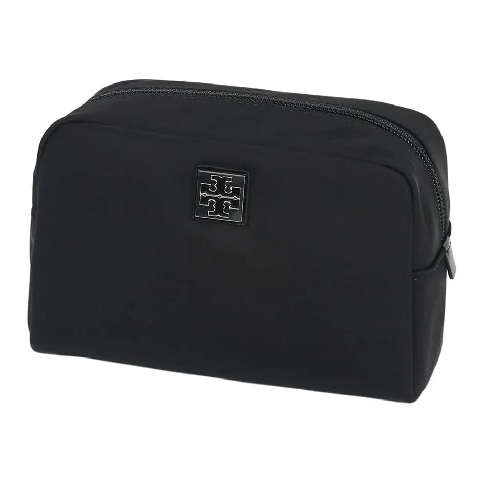 TORY BURCH VIRGINIA Signature Trim Nylon Cosmetic Case Women's Black 3
