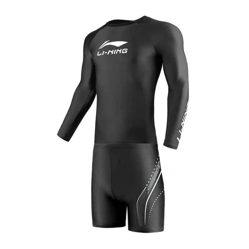 LiNing Swim Trunks & Rash Guard Set Men's