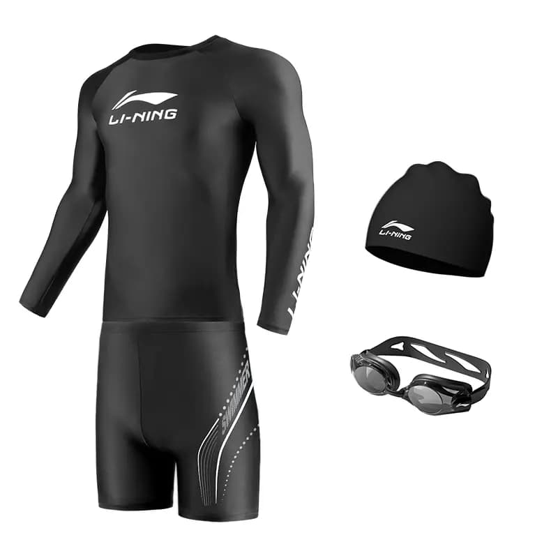 LiNing Swim Trunks & Rash Guard Set Men's 4