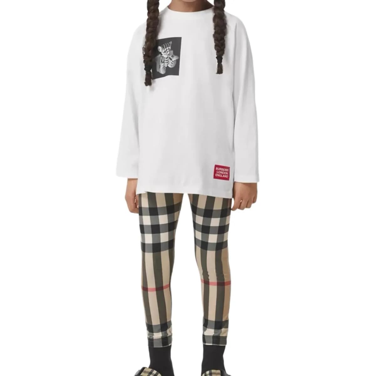 Burberry Loungewear Pants Plaid Mid-Rise Elastic Casual Brown Kids 4