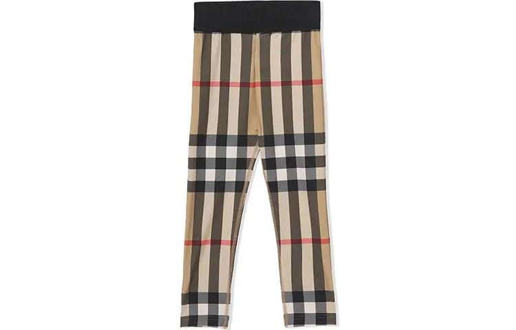 Burberry Loungewear Pants Plaid Mid-Rise Elastic Casual Brown Kids 2