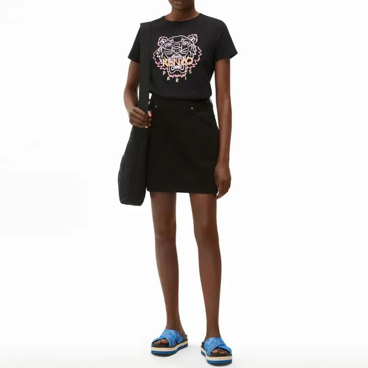 KENZO Denim Short Skirts Women's Black 2