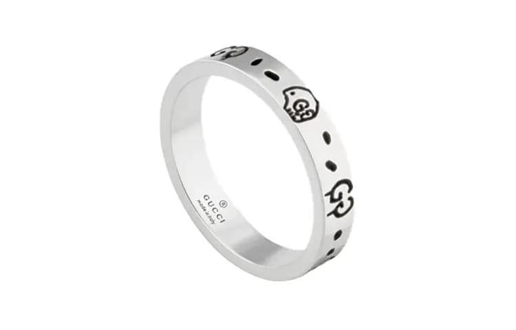 GUCCI Little Elf Ring 0.4cm Width Silver Unisex Ring Gift Bag Unisex 2