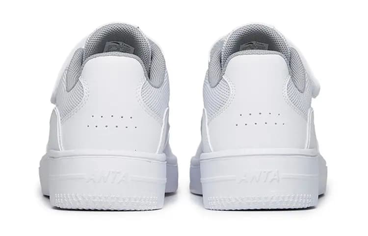 Youth Anta Hook-and-Loop Anti-Slip Shock-Absorbing Wear-Resistant Breathable Low-Top Kids Skate Shoes Anta White 4